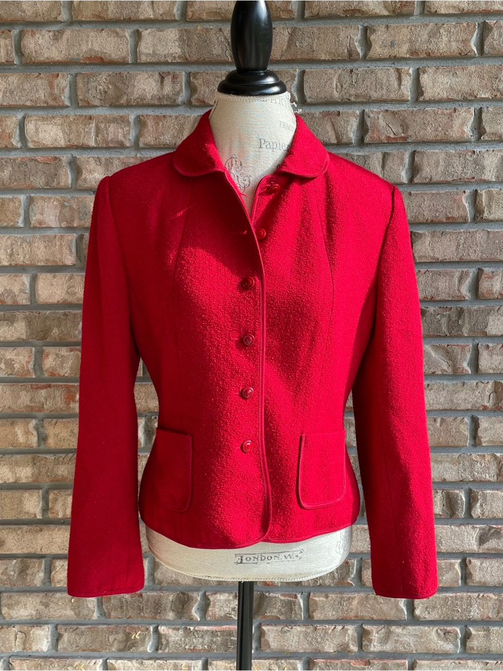 Talbots Vibrant Red Tailored Button-Front Jacket